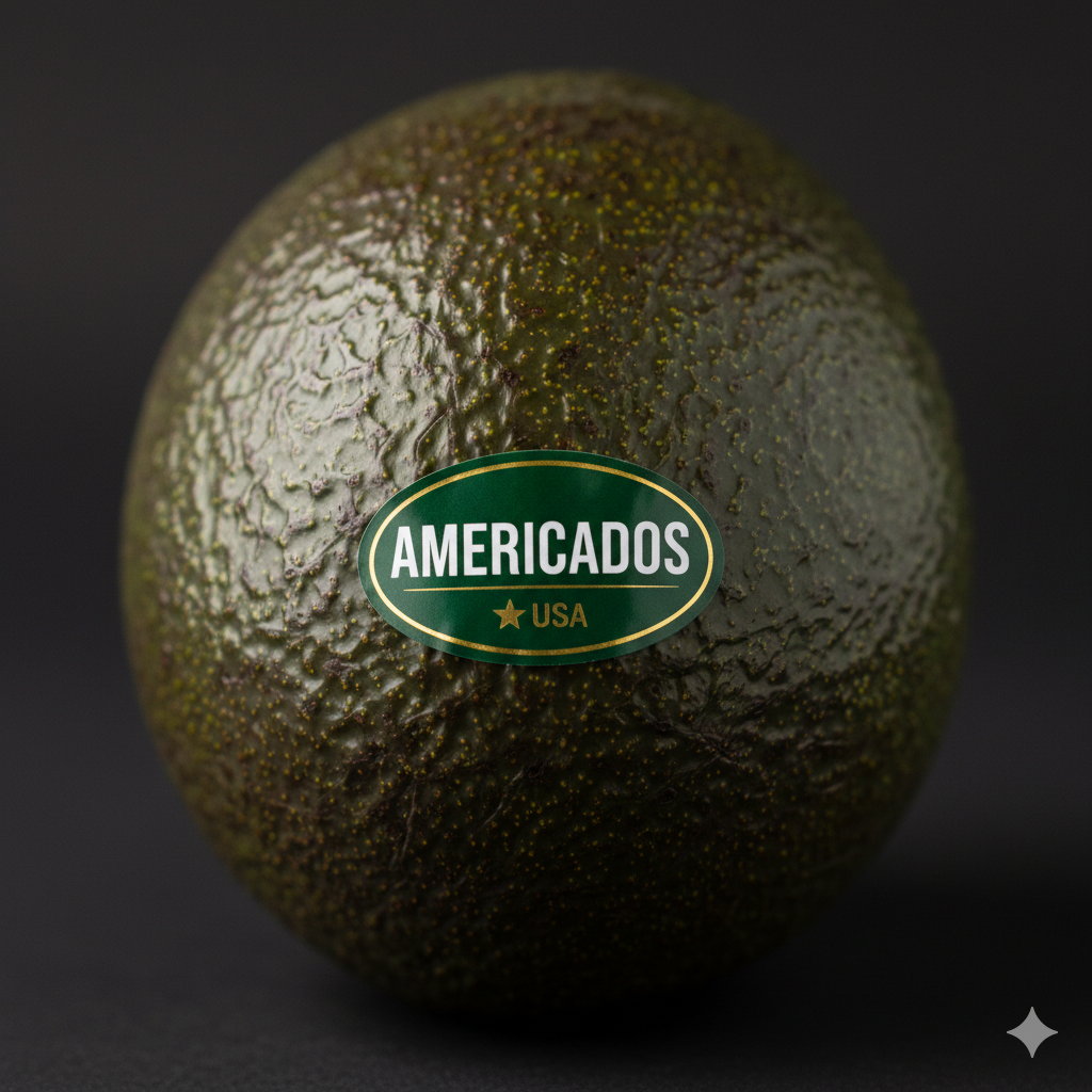 Americados PLU sticker on avocado